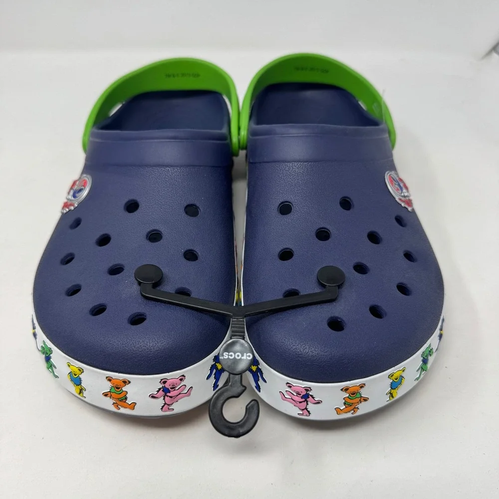 Crocs Grateful Dead 50th Anniversary Clogs Mens 12 Navy Blue Green‎ Dancing Bear
